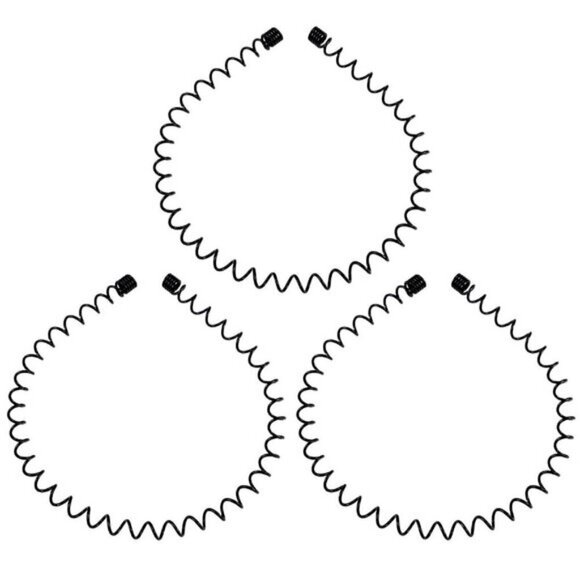 ⚡Men I-New 3pcs Metal Fashion Unisex Wavy Outdoor Sport Simple Elastic Headbands main image 5